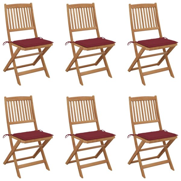 vidaXL Chaises pliables de jardin 6 Pièces avec coussins Bois d'acacia