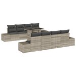 vidaXL Ensemble Canapé de Jardin 9 Pièces avec Coussins Gris Clair Poly Rotin