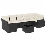 vidaXL Salon de jardin 8 Pièces avec coussins noir résine tressée