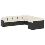 vidaXL Salon de jardin 10 Pièces avec coussins noir résine tressée