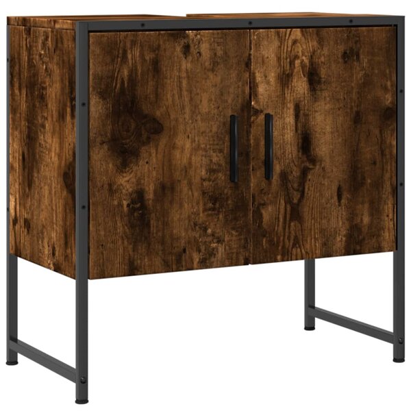 vidaXL Armoire lavabo de salle de bain chêne fumé 60x33x60 cm
