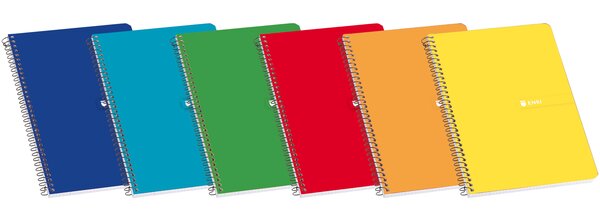 LOT de 10 Cahier à Spirale Enri Couverture Souple Fº Ligne directrice de 3 5 - 80 Feuilles - Couleurs Assorties