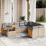 vidaXL Salon de jardin avec coussins 10 Pièces beige résine tressée