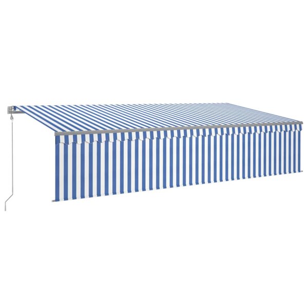 vidaXL Auvent automatique store capteur de vent LED 6x3 m Bleu blanc