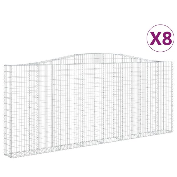 vidaXL Paniers à gabions arqués 8 Pièces 400x30x160/180 cm Fer galvanisé