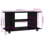 vidaXL Meuble TV avec roulettes noir 80x40x45 cm bois d'ingénierie