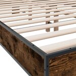 vidaXL Cadre de lit chêne fumé 120x190 cm bois d'ingénierie et métal