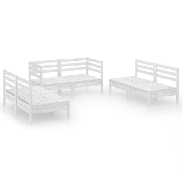 vidaXL Salon de jardin 6 Pièces Blanc Bois de pin massif