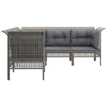 vidaXL Salon de jardin 5 Pièces avec coussins Gris Résine tressée