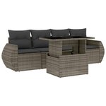 vidaXL Salon de jardin 5 Pièces avec coussins gris résine tressée