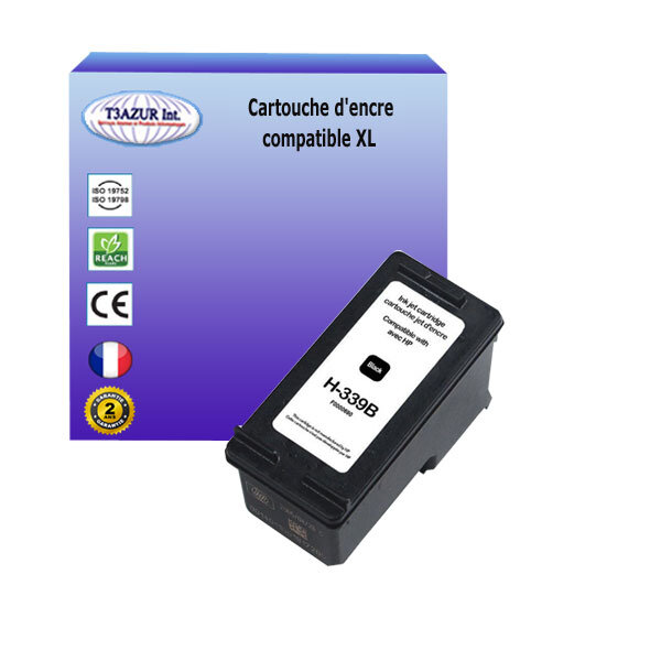 Cartouche compatible avec HP PhotoSmart 8153 8157 8450 8450gp 8450 8450xi 8453 8750 8750gp 8753 8758 remplace HP 339 (C8767EE) Noire 25ml - T3AZUR