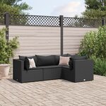 vidaXL Salon de jardin 4 Pièces avec coussins Noir Résine tressée