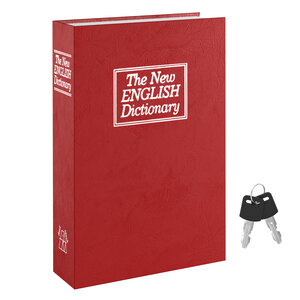 ACROPAQ Coffre Fort Discret à clé Livre- Coffre-fort à clé 116 x 185 x 55 mm simulé en livre- Sécurisez vos objets- Rouge