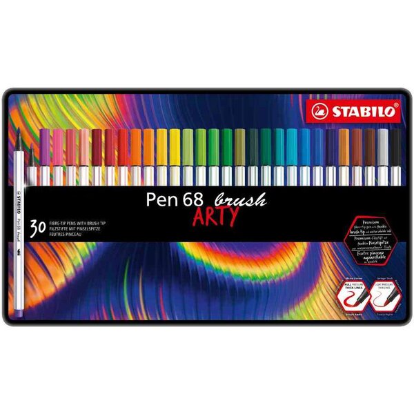 Feutre pinceau pen 68 brush arty  étui métal de 30 stabilo