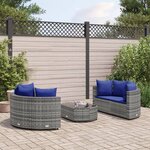 vidaXL Salon de jardin 5 Pièces avec coussins gris résine tressée