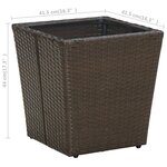 vidaXL Table à thé Marron 41 5x41 5x44 cm Résine tressée verre trempé