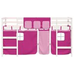 vidaXL Lit mezzanine enfants et rideaux rose 90x190cm bois pin massif