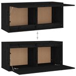 vidaXL Armoires murales Noir 80x30x35 cm Bois de pin massif
