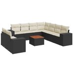 vidaXL Salon de jardin 10 Pièces avec coussins noir résine tressée