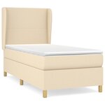 vidaXL Sommier à lattes de lit avec matelas Crème 100x200 cm Tissu