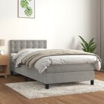 vidaXL Sommier à lattes de lit et matelas Gris clair 90x200 cm Velours