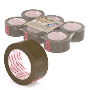 LOT de 6 Sceau d'emballage Erichkrause - Dimensions 48 mm x 50 m - Adhésif haute adhérence - Facile à découper - Couleur marron