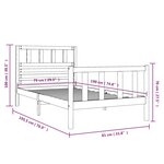 vidaXL Cadre de lit Blanc 75x190 cm Petit simple Bois massif