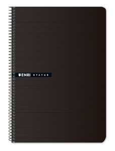 LOT de 5 Enri Status Fº Cahier à spirale à couverture rigide 4x4 - 100 feuilles - Couleur noire