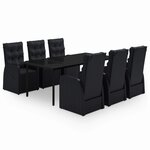 vidaXL Ensemble à manger de jardin avec coussins 7 Pièces Noir