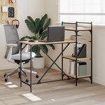 vidaXL Bureau d'ordinateur avec étagères chêne sonoma 120x47x109 cm