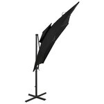 vidaXL Parasol déporté à double toit 250x250 cm Noir