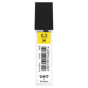 Etui de 12 Mine pour porte-mine pointe calibrée 0 3 mm dureté H x 12 TOMBOW