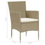 vidaXL Ensemble à manger de jardin et coussins 5 Pièces Poly rotin Beige
