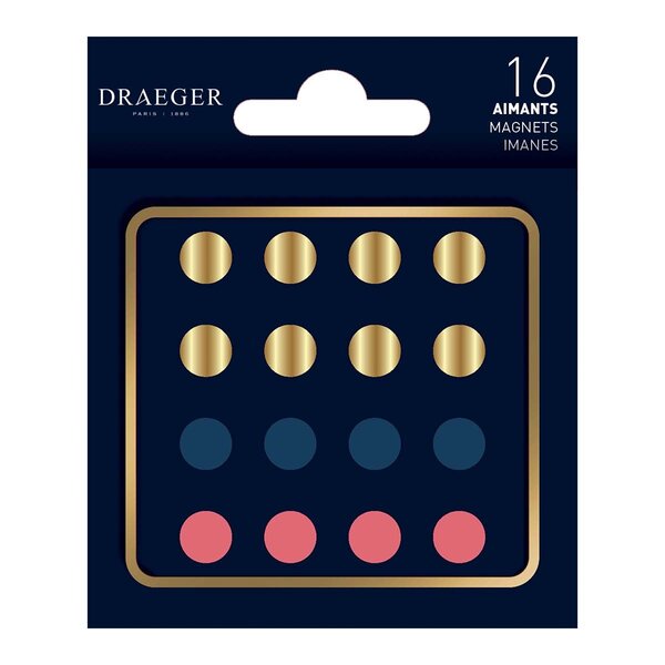 16 Aimants - Or/Bleu/Rose