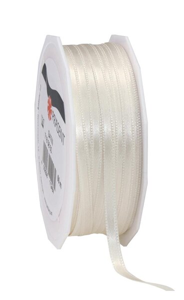 Satin double face 50-m-rouleau 6 mm ivoire