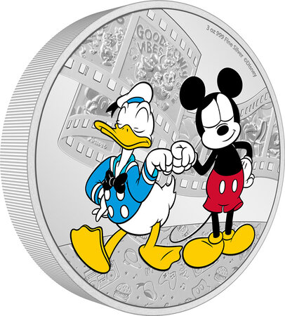Pièce de monnaie en argent 10 dollars g 93.3 (3 oz) millésime 2023 mickey and friends donald duck and mickey
