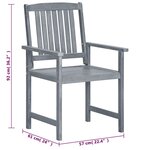 vidaXL Chaises de jardin lot de 8 Bois massif d'acacia Gris