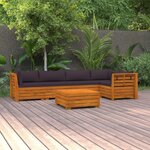 vidaXL Salon de jardin 6 Pièces avec coussins Bois d'acacia solide