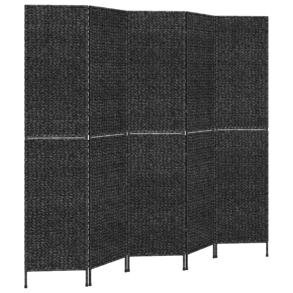 vidaXL Cloison de séparation 5 panneaux noir 205x180cm hyacinthe d'eau