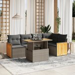 vidaXL Salon de jardin avec coussins 6 Pièces beige résine tressée
