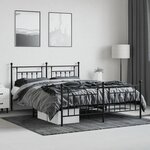 vidaXL Cadre de lit métal avec tête de lit/pied de lit noir 183x213 cm