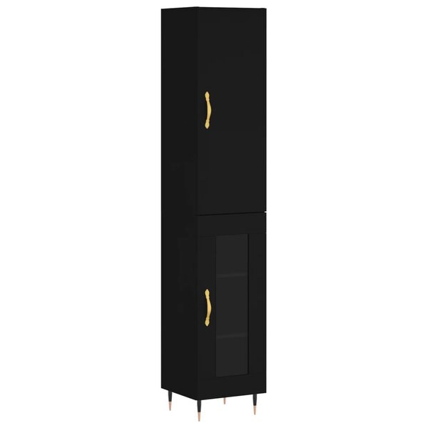 vidaXL Buffet haut Noir 34 5x34x180 cm Bois d'ingénierie