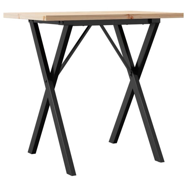 vidaXL Table à manger cadre en X 80x50x75 5cm bois de pin massif fonte