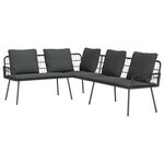 Set de canapé de jardin 2 pièces avec coussins en poly rotin noir