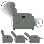 vidaXL Fauteuil de massage inclinable gris clair velours