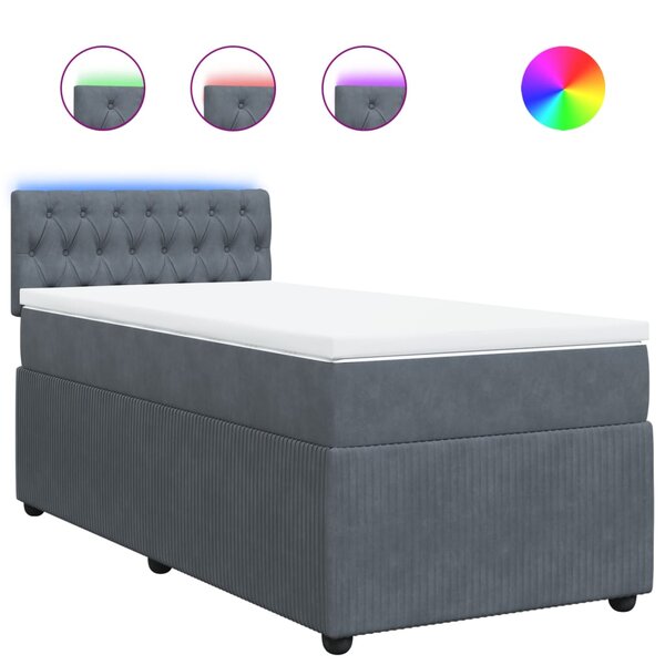 vidaXL Sommier à lattes de lit et matelas Gris foncé 80x200 cm Velours