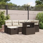 vidaXL Ensemble de Canapé de Jardin 7 pièces avec Coussins Marron Rattan Synthétique