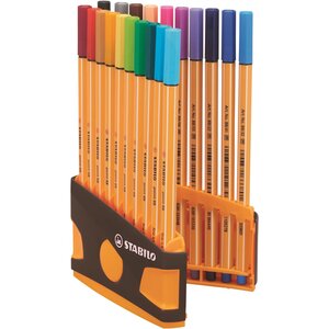 Colorparade de 10x20 stylos-feutres de dessin point 88 pointe 0 4mm en 20 couleurs assorties STABILO