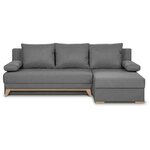 Canapé d'angle convertible - Tissu Gris - 197 x 91/132 x 82 cm - TEIJO