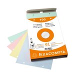 Paquet 100 Fiches Sous Film - Bristol Quadrillé 5x5 Perforé - 148x210mm - Couleurs Assorties - X 10 - Exacompta